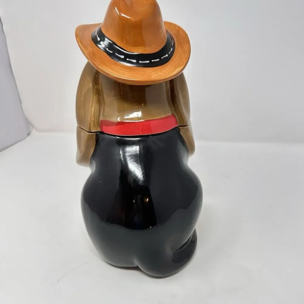 The Pioneer Woman Charlie Cookie Jar Blue Boots Basset Hound Dog Cowboy Hat -12”